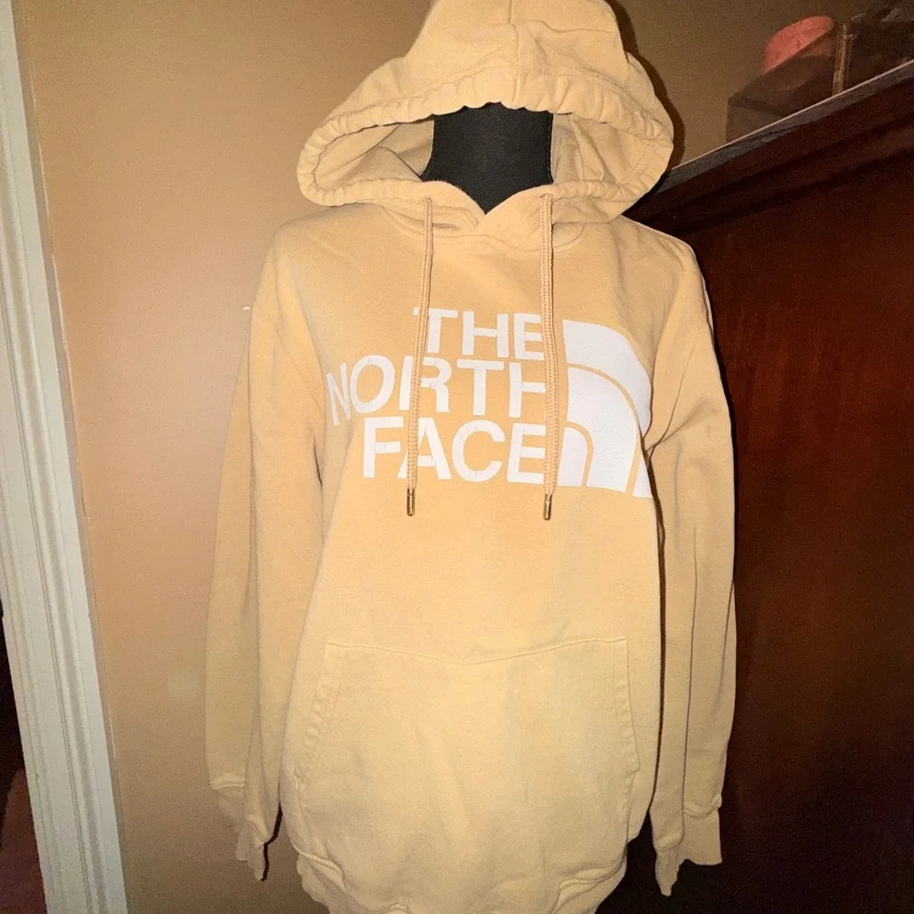 The‎ North Face Hoodie Mens M Yellow Good Pullover Logo Sweatshirt